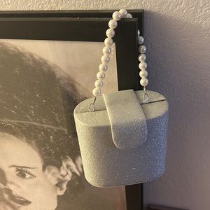 Unique vintage, small sparkly silver bag